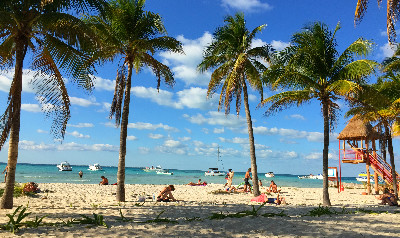 Caribbean beach on Yucatan island Isla Mujeres