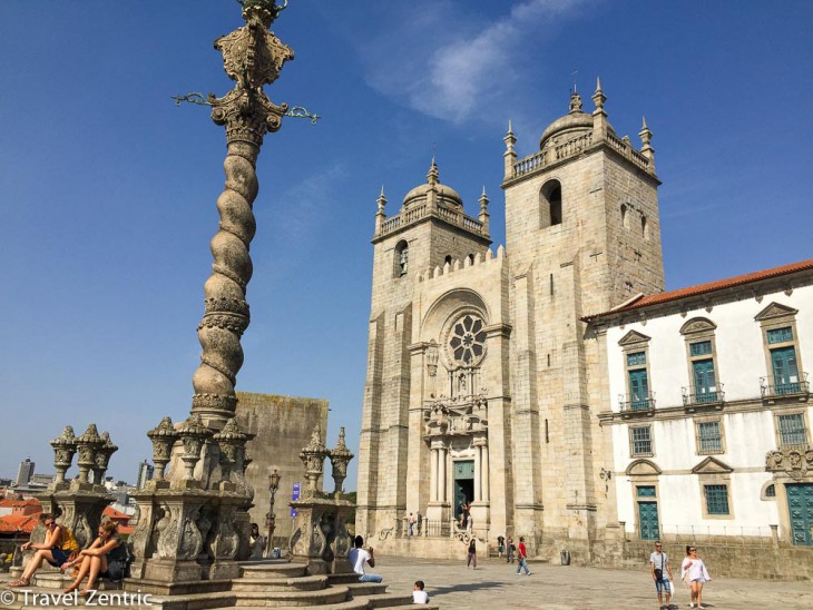 cathedral Porto, blue sky, main place praca, Se do Porto