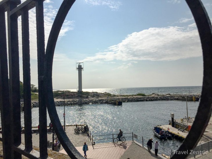 View lighthouse port Kolobrzeg Poland seaside resort