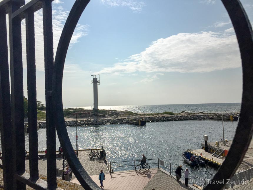 View lighthouse port Kolobrzeg Poland seaside resort